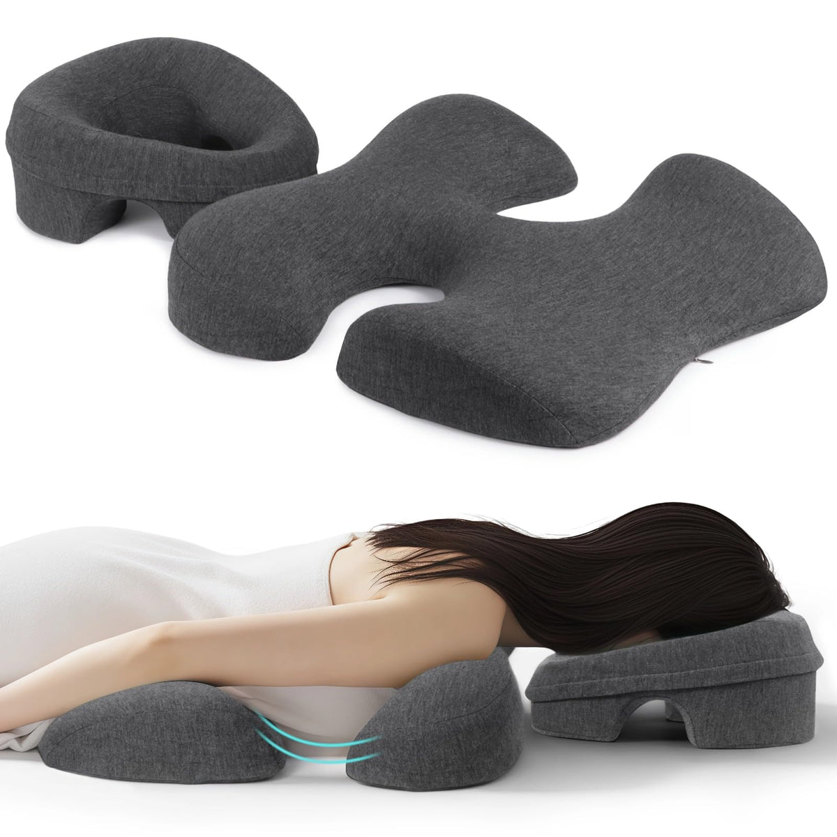 Almohada de Masaje Felistory Gris Ergonómica para Cabeza y Pecho en Spa y Hogar