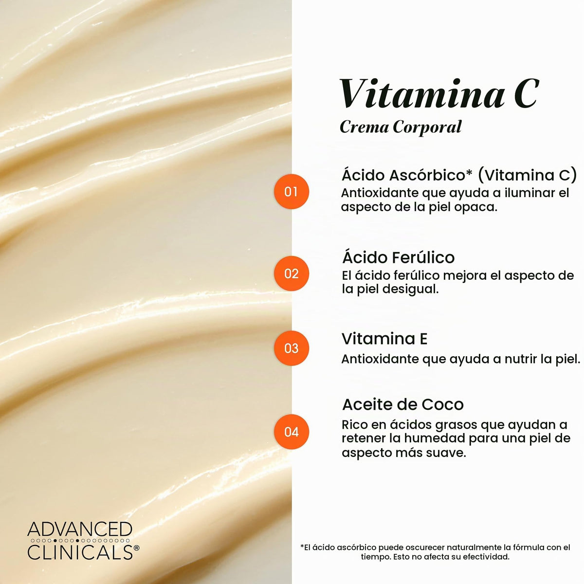 Set Crema Corporal y Suero Facial Advanced Clinicals Iluminación Avanzada con Vitamina C, A. Ferúlico y Aceite de Coco