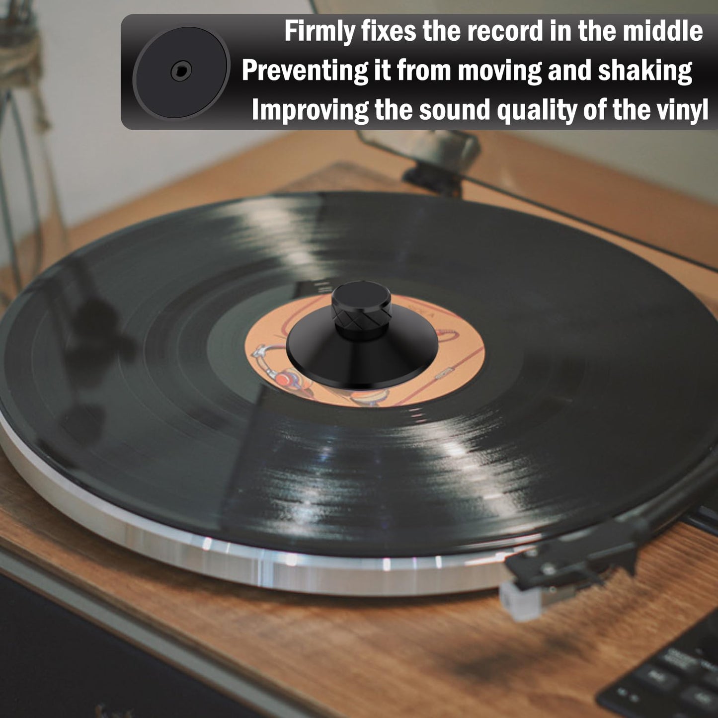 Preffair LP113B Estabilizador de peso de registro de aluminio, 4.5 onzas, tocadiscos LP, estabilizador de disco de vinilo con almohadilla protectora suave, antivibración para tocadiscos de alta