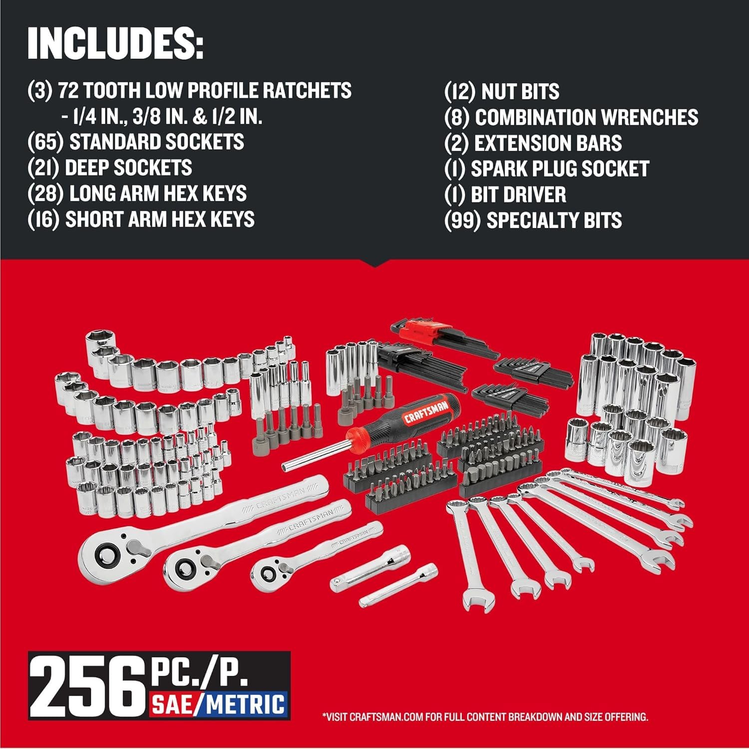 CRAFTSMAN - Juego de herramientas mecánicas de 256 piezas (CMMT45256)