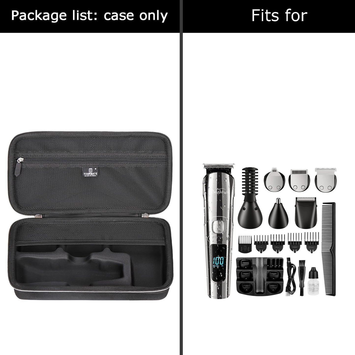 Tourmate - Funda rígida de almacenamiento para brightup barba, para hombres, cortapelos, afeitadoras eléctricas (solo caso)