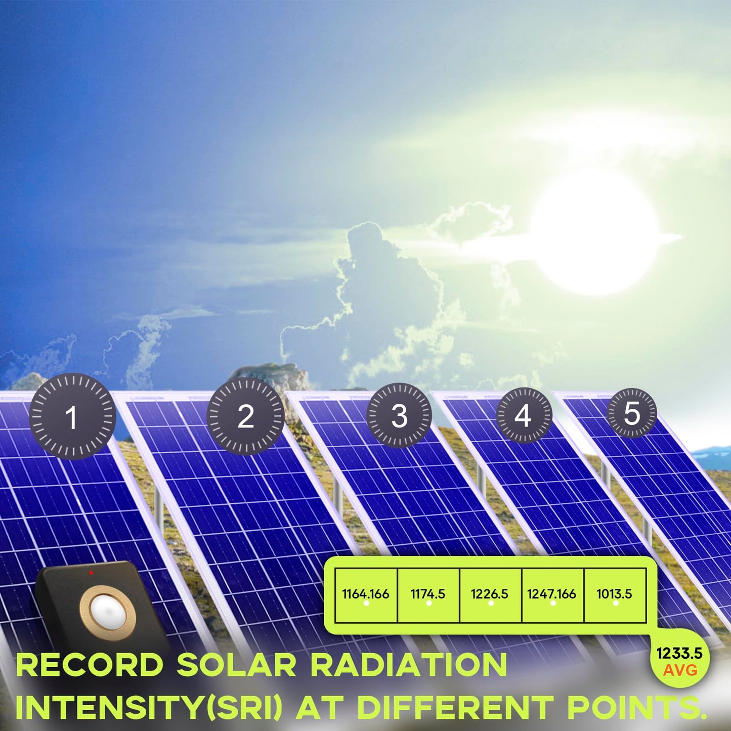 Medidor de Irradiancia Solar VBR-SOLAR Hasta 3499 W/m²
