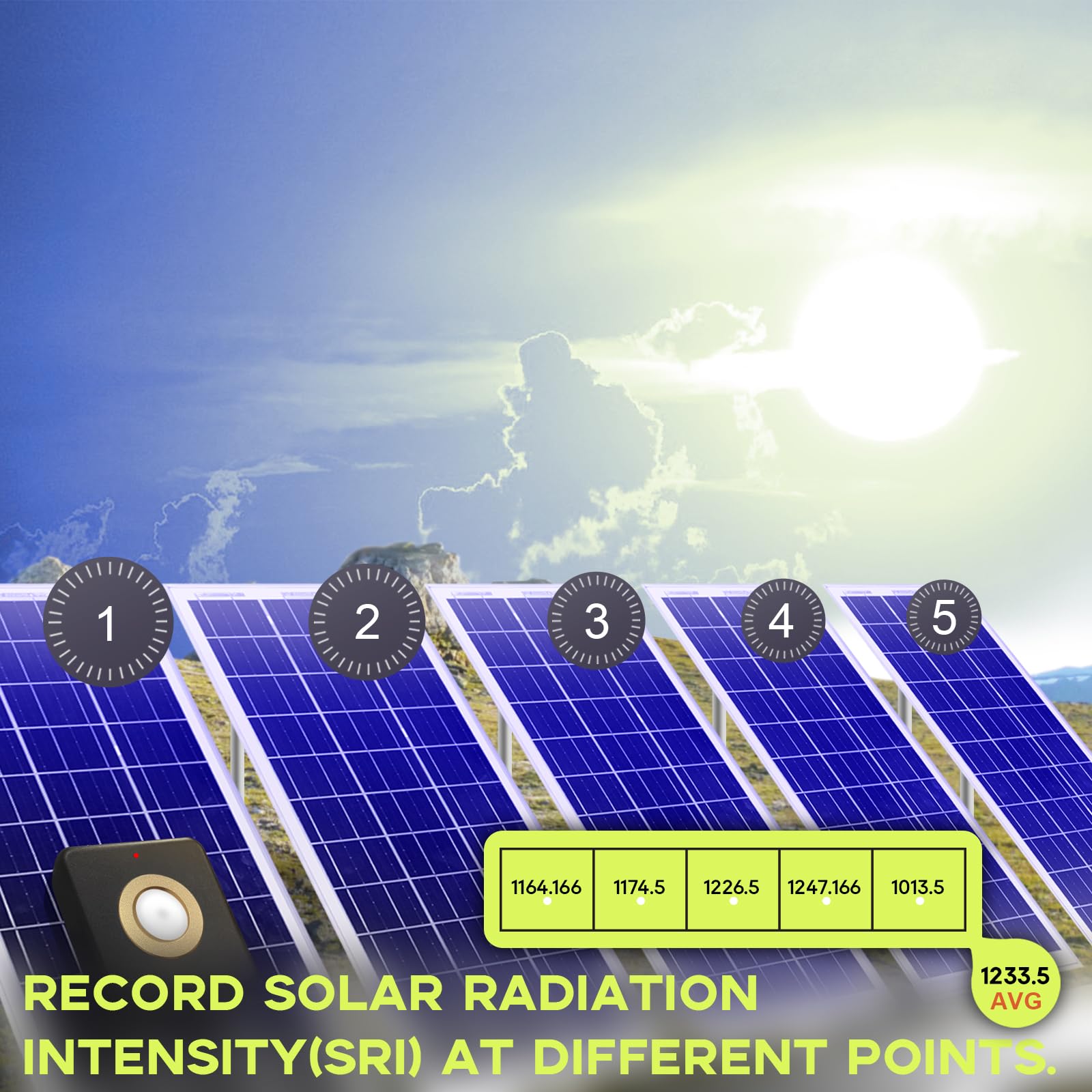 Medidor de Irradiancia Solar VBR-SOLAR Hasta 3499 W/m²