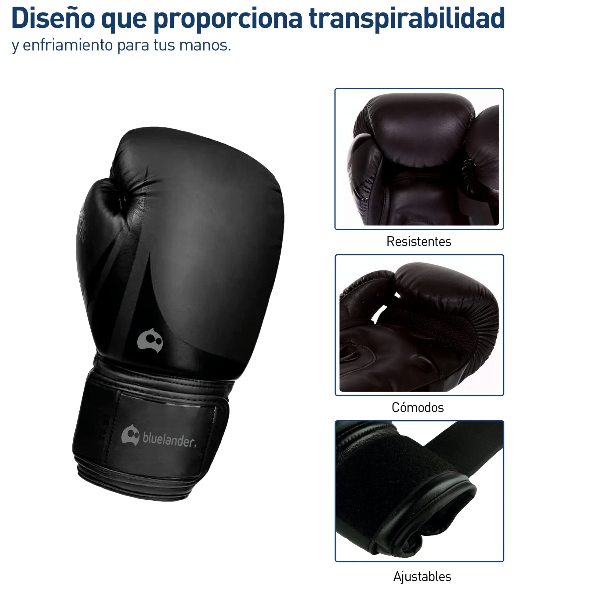 Bluelander Guantes de Boxeo 14 Oz, para Entrenamiento, Incluyen Protector Bucal, Absorción de Impactos y Correa de Velcro, Adecuados para Hombres y Mujeres, Ideales para Kickboxing y MMA