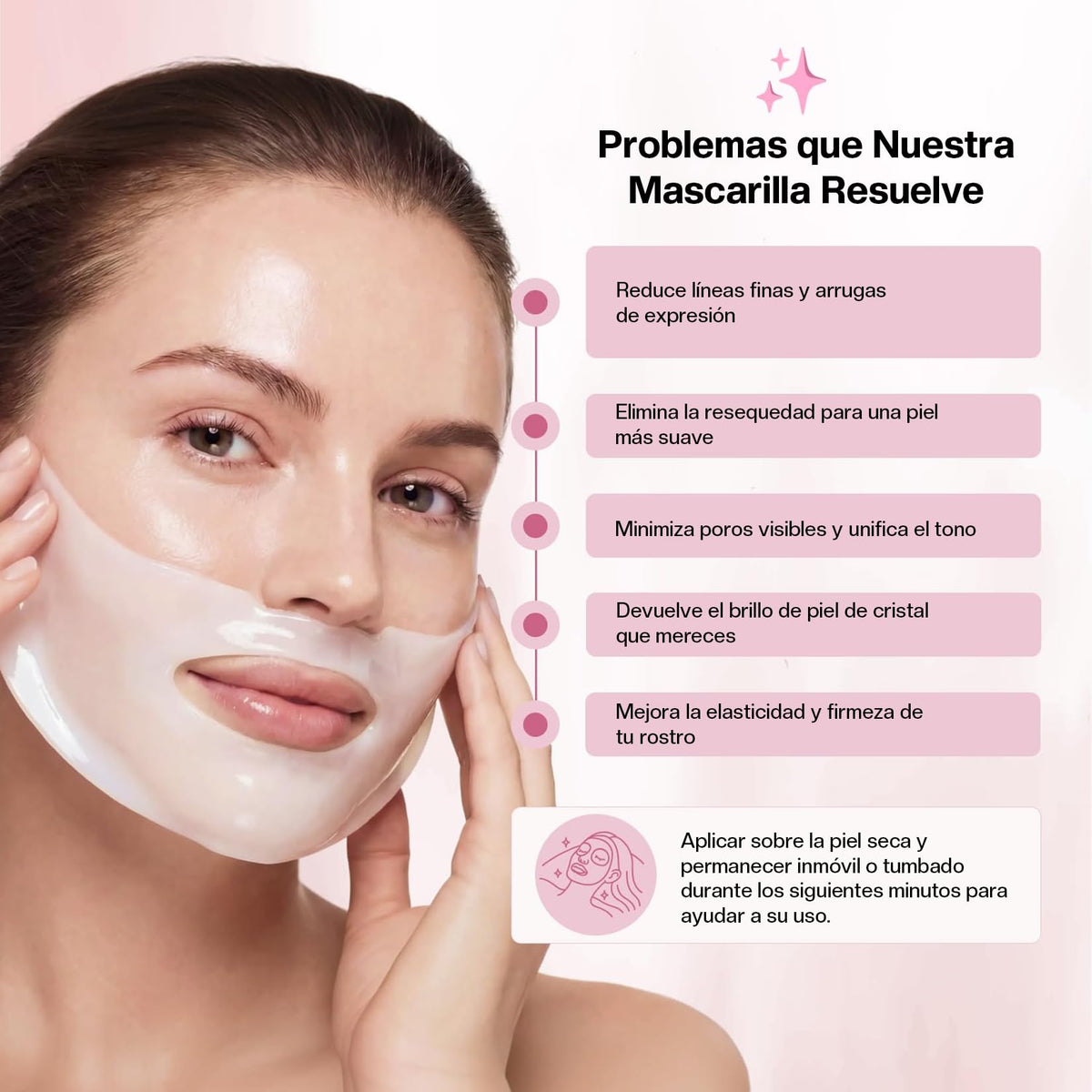 Woccatisy Mascarilla de Colágeno para Mujer - 8 Piezas - Mascarilla Hidrogel con Niacinamida - Hidratación Profunda 8h - Reduce Poros - Aporta Brillo y Elasticidad