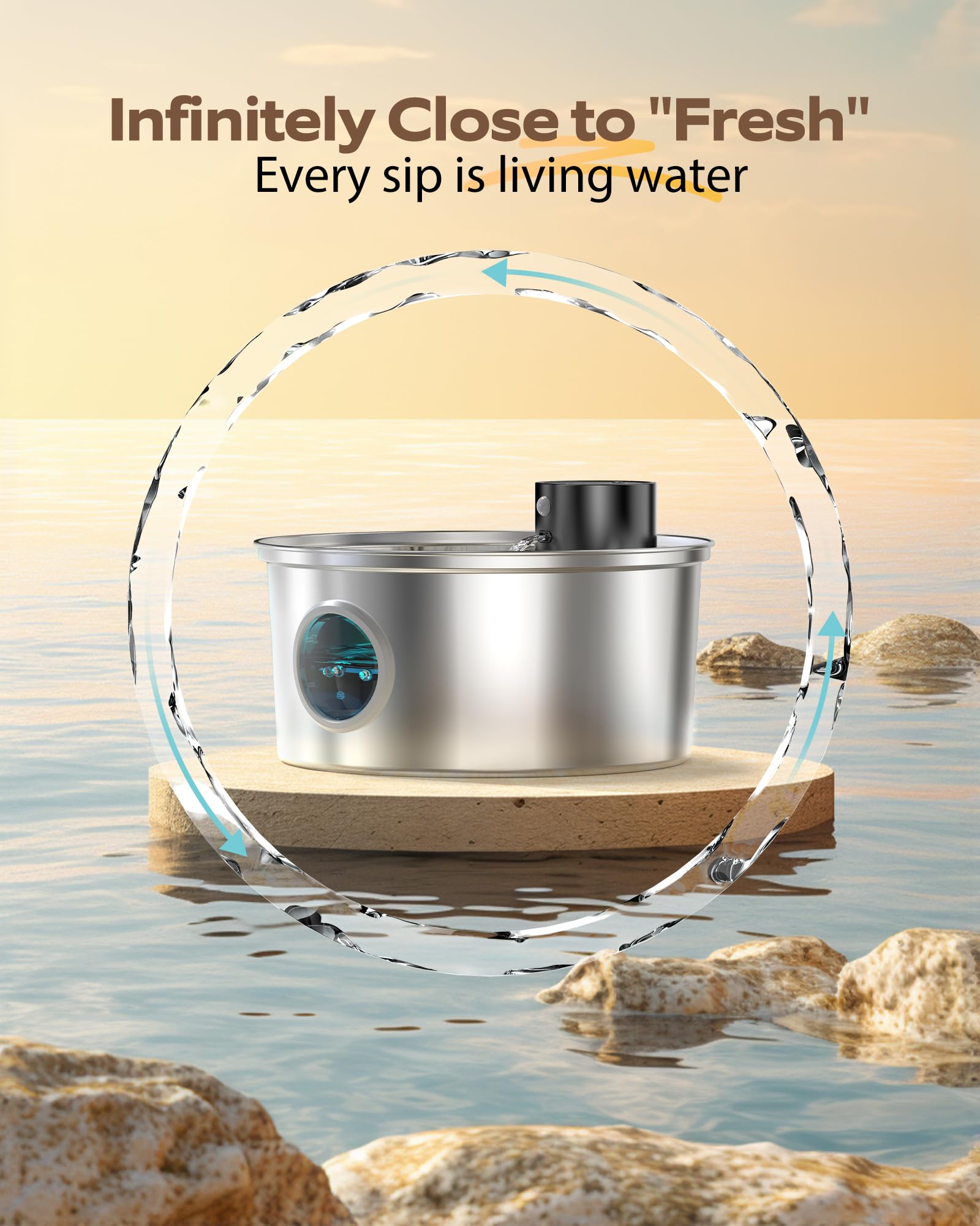 Fuente para Gatos sin Cable: Bebedero Gatos - 3.2L Fuente Gatos sin Cable - Fuente de Agua para Gatos - Fuente para Gatos con Sensor - Colócalo en Cualquier Lugar Que le Guste a tu Mascota - FOFNON