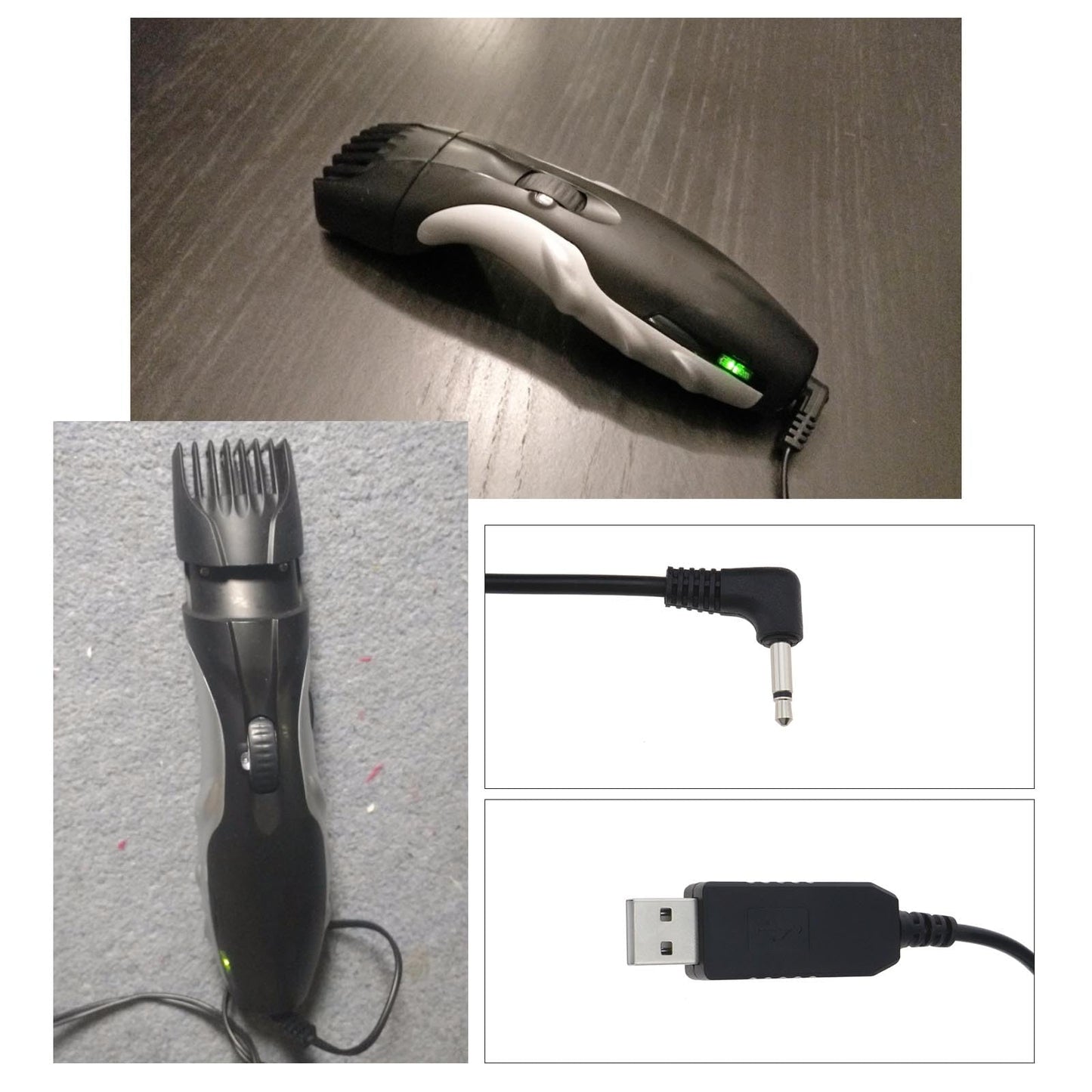 Create idea 2 piezas de cable de carga USB para afeitadora Compatible con Remington Barba Recortadora de barba MB320 MB320C MB42C MB310C MB200 Pa3215U 3.2V 24AWG 1.5 metros