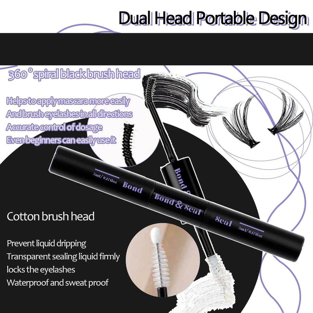 Kit De Unión Y Sellado De Pestañas Qiveaory Impermeable 72 H Duración Portátil Para Extensiones Diy