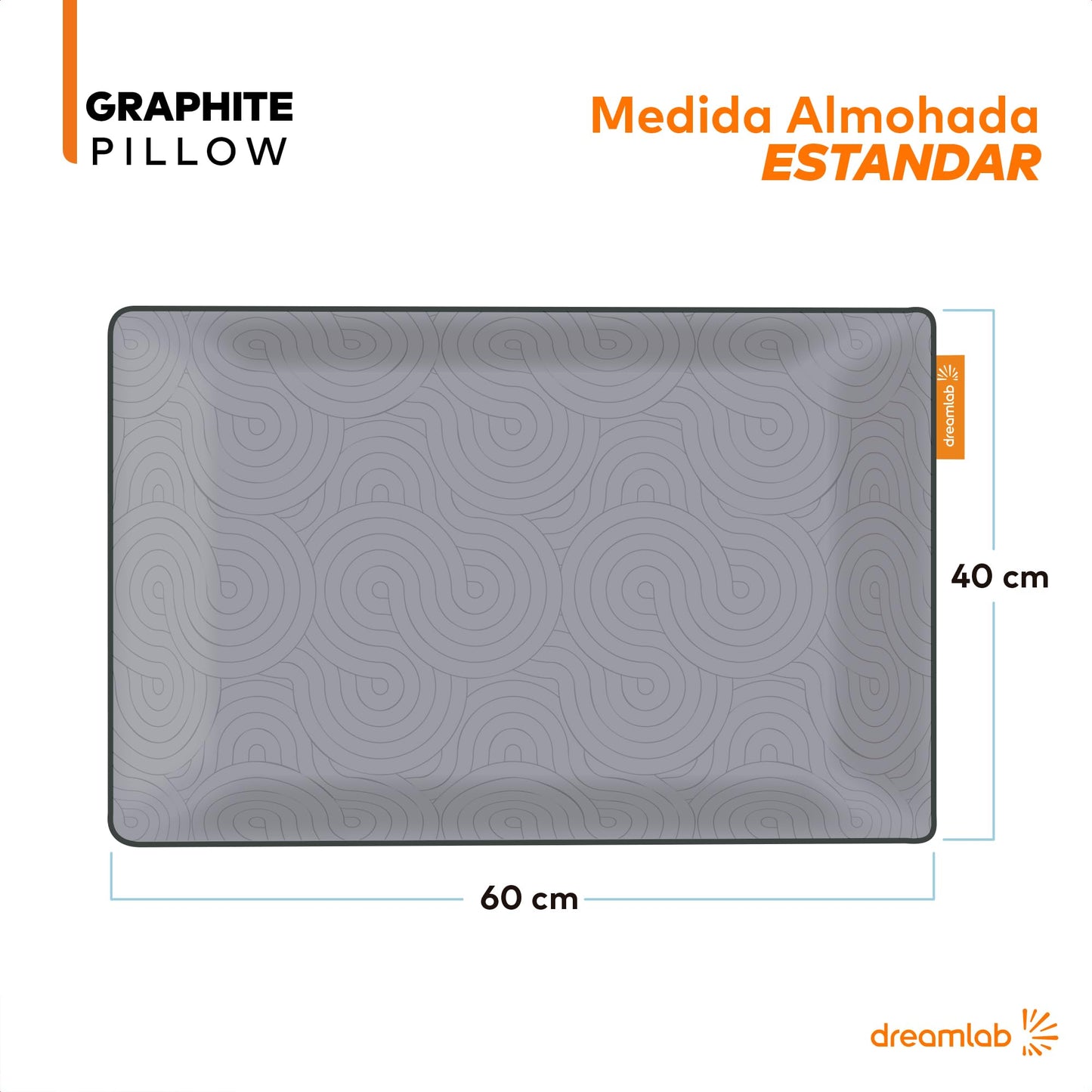 Almohada Dreamlab Graphite con Memory Foam y Carbón Hipoalergénica Antibacterial Firme Medio