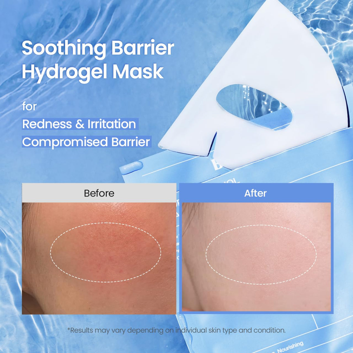 BIODANCE Mascarilla Facial de Hidrogel Hydro Cera-nol Real Deep Mask - Hidratante con Ácido Hialurónico, Pantenol y Ceramida para Piel Sensible 4 Piezas