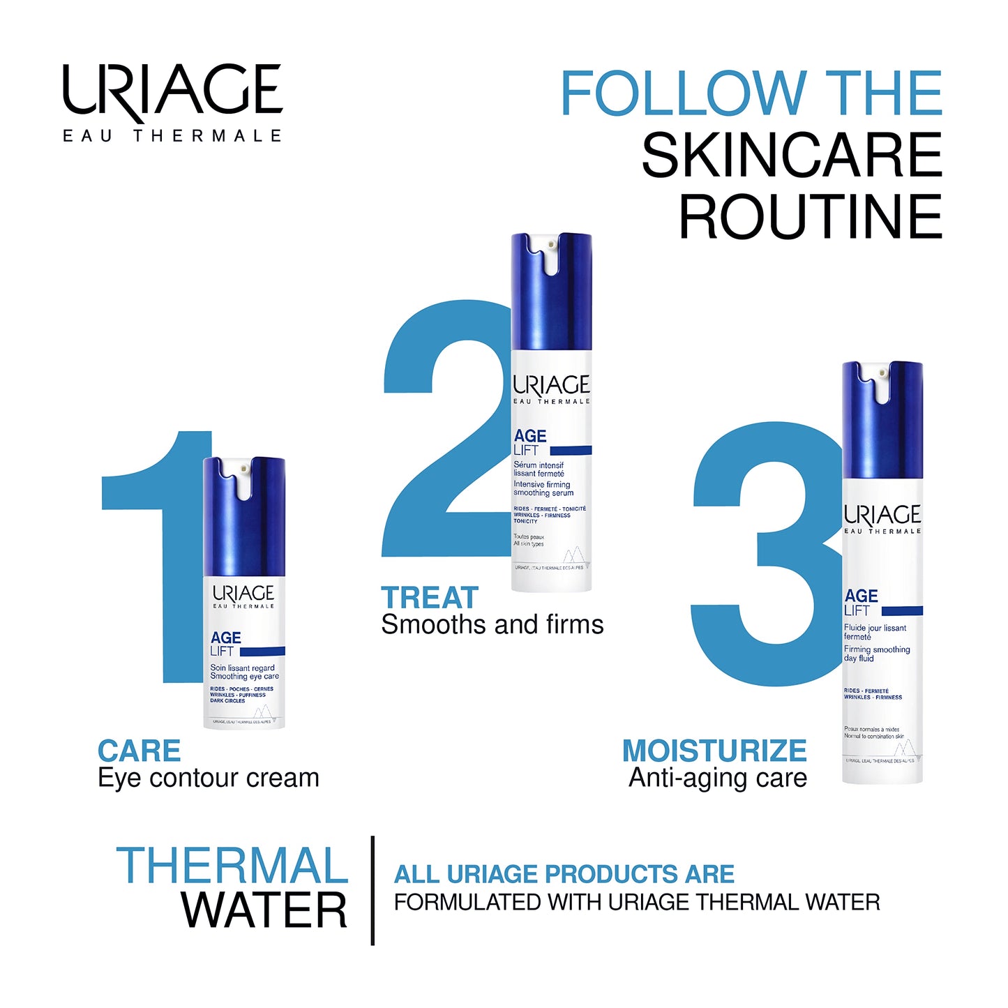 Uriage Age Lift Fluido Antiedad Rostro y Cuello con Retinol y Ácido Hialurónico 40ml - Reduce las Arrugas, Matifica y Reafirma la Piel. No graso y no pegajoso. Base de maquillaje perfecta - Apta para pieles sensibles