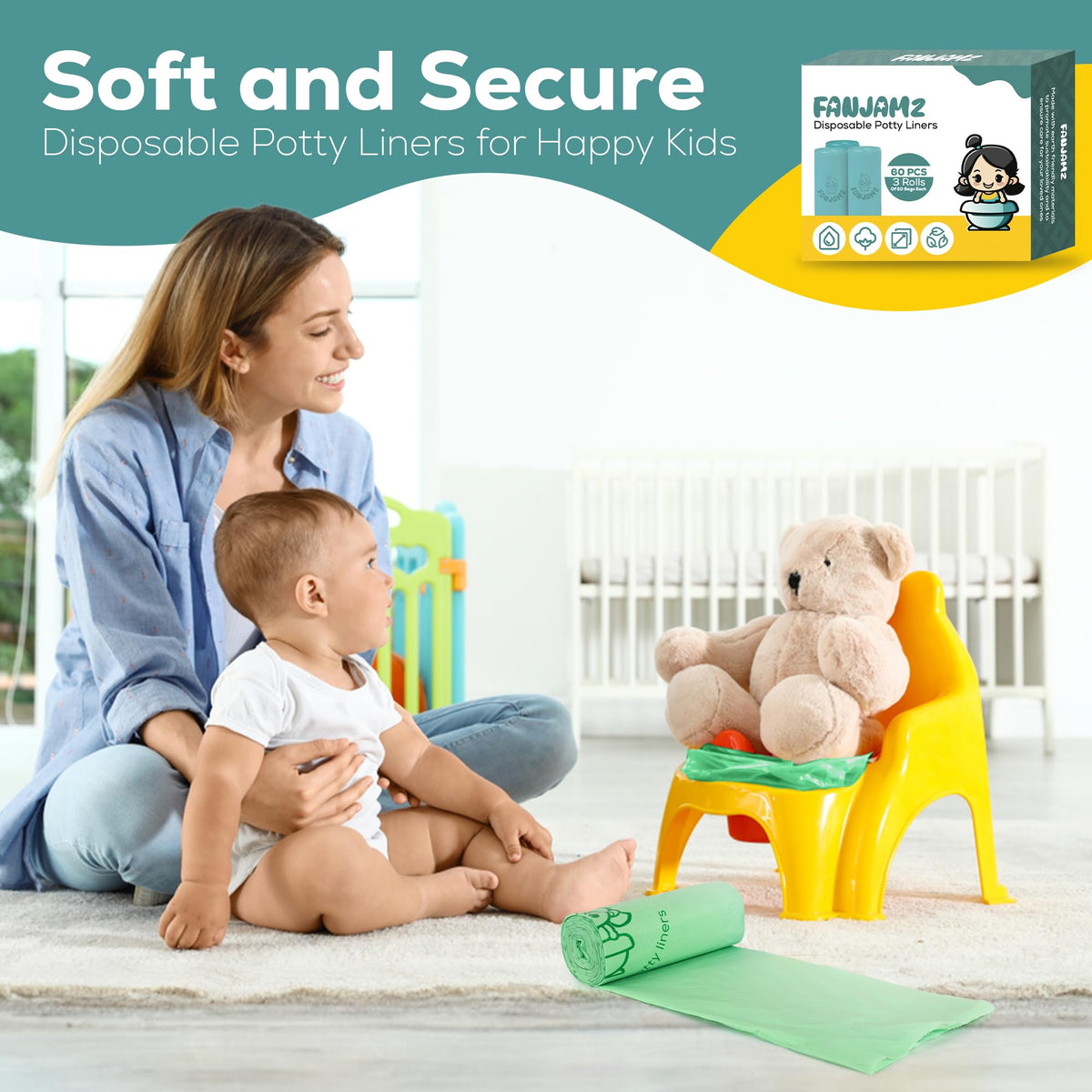 Bolsas para inodoro portátil, con certificación OK Compost para baño, 5 litros, a prueba de fugas, ideales para bebés y mascotas