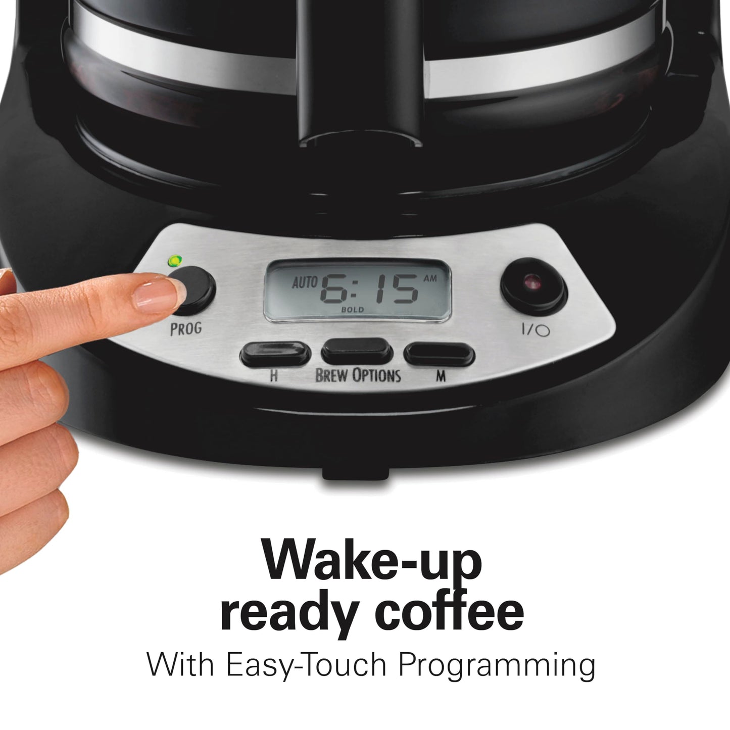 Hamilton Beach Cafetera para 12 Tazas, Programable, 3 Opciones de Preparación, Jarra de Vidrio, Negra (46299)
