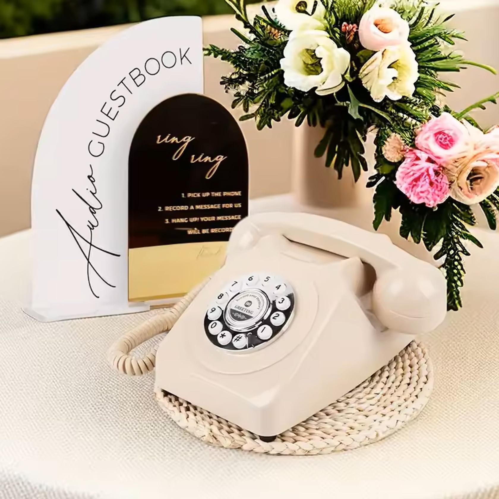 TelPal - Libro de visitas de audio para grabación de voz, teléfono libro de visitas para bodas, despedidas de soltera, aniversarios | grabador de voz de teléfono retro | teléfono con memoria