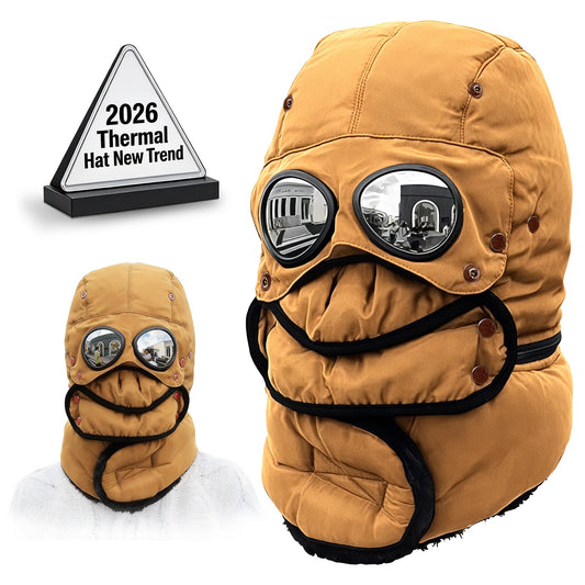 BQFLY Gorro térmico de invierno con gafas, gorro tipo trampero para hombre con máscara facial de piloto y gafas de esquí incorporadas, ajustable y con lentes (amarillo).