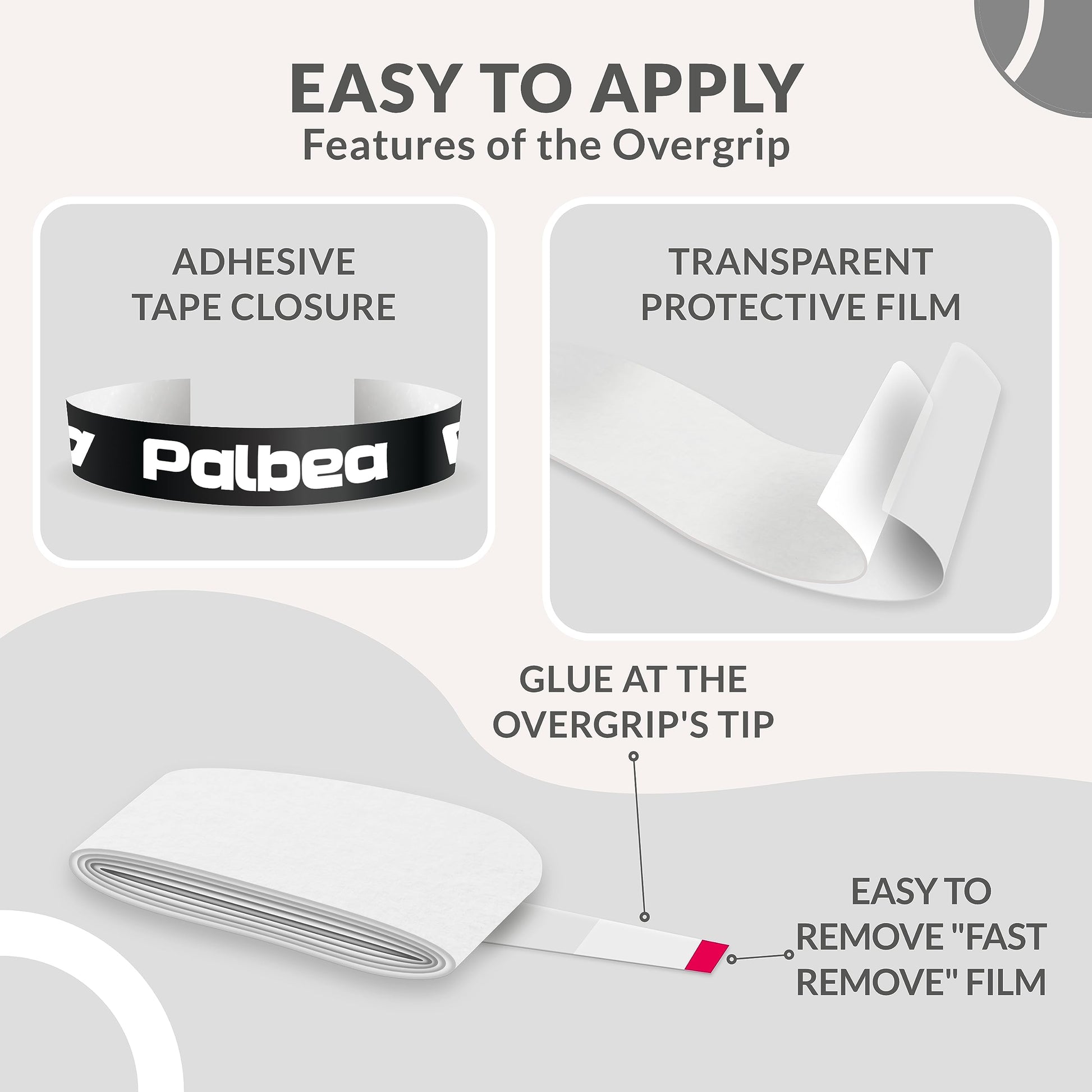Overgrips Padel Palbea Blanco Extra Adherente Antideslizante Alta Absorción Paquete de 6