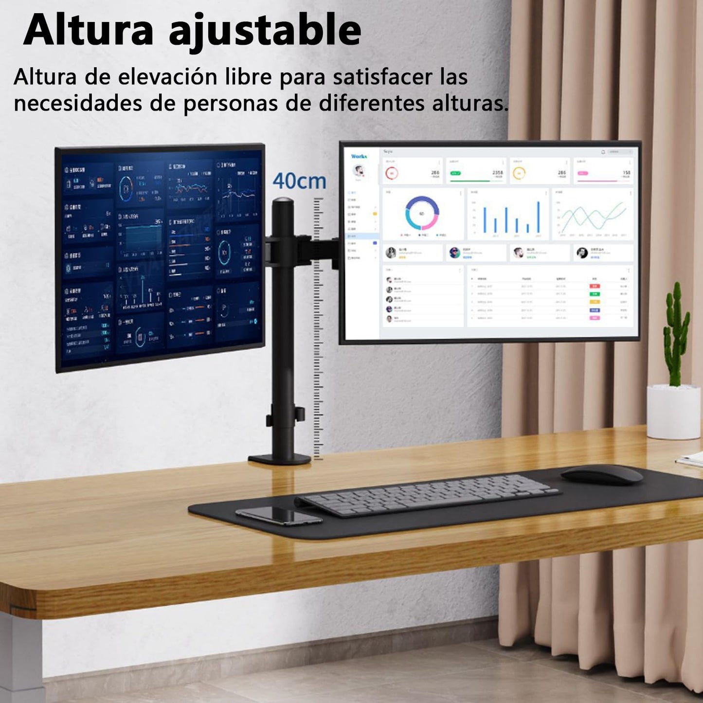 Soporte Doble Monitor VDDGRER Negro Ajustable para Pantallas hasta 27 Pulgadas 10kg