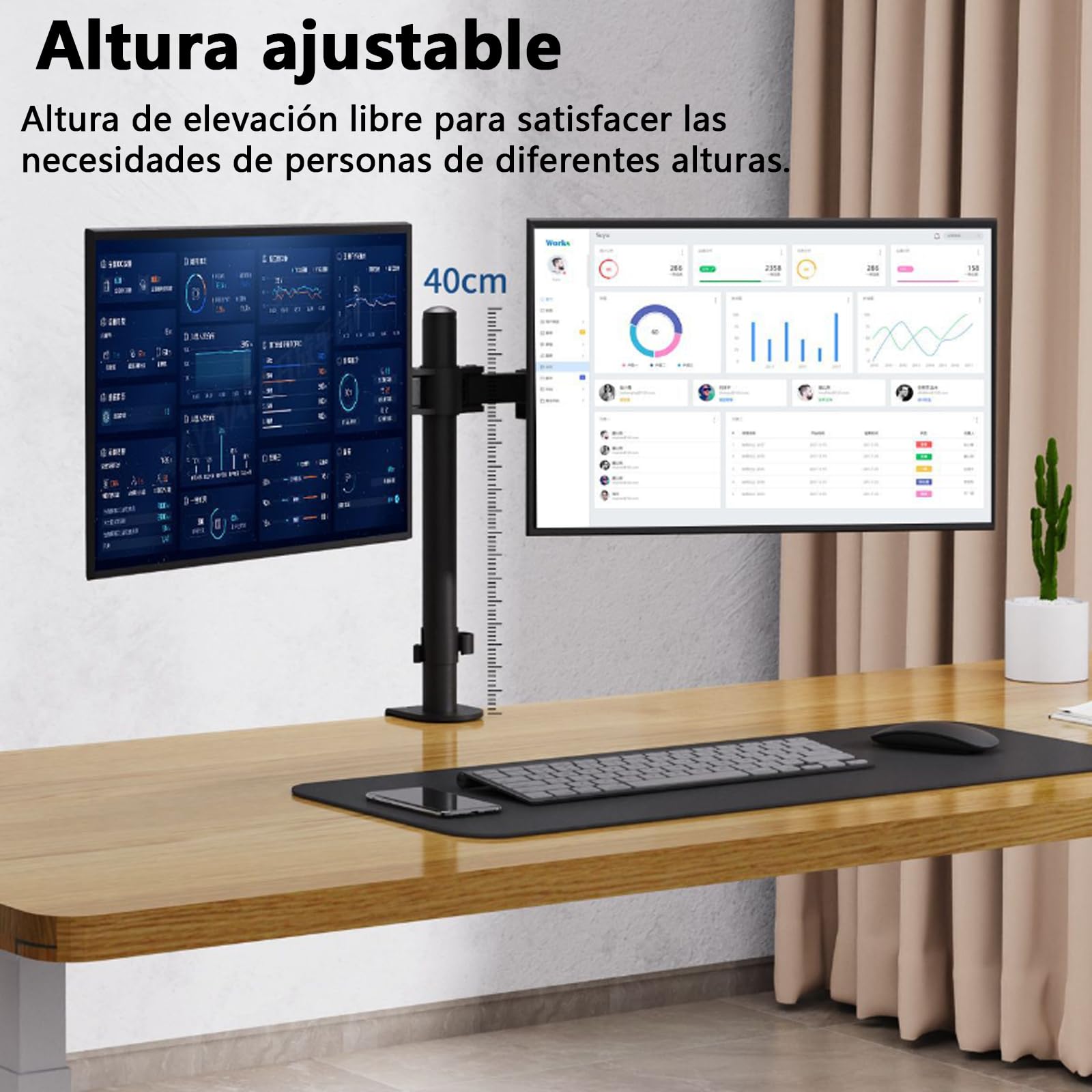 Soporte Doble Monitor VDDGRER Negro Ajustable para Pantallas hasta 27 Pulgadas 10kg