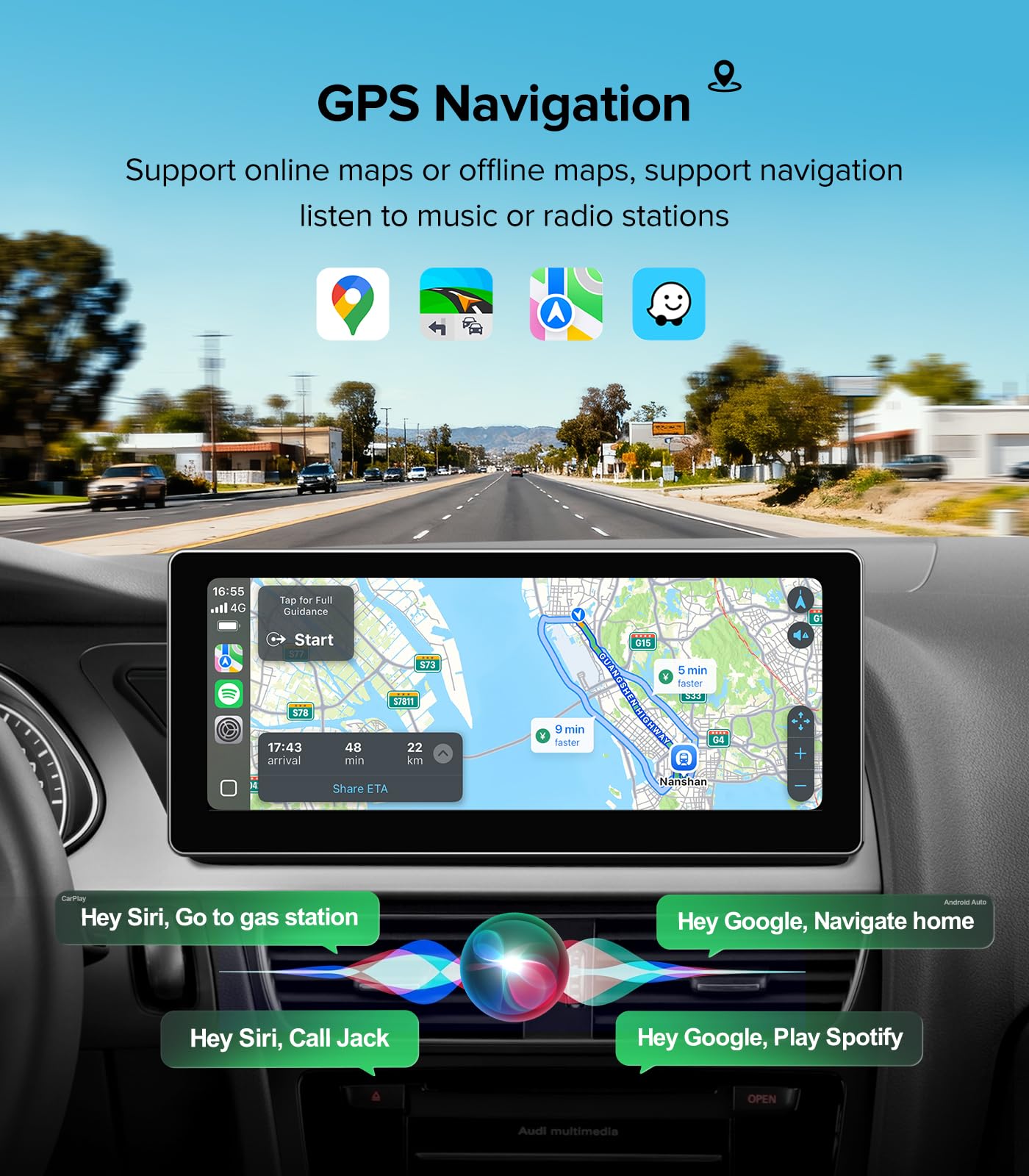Estéreo de Coche Linux de 10.25" para Audi A4 B8 S4 A5 S5 RS5 (2009-2016) Sistema Multimedia MMI de Audi - Unidad Principal Android Auto CarPlay Inalámbrico, Pantalla Táctil IPS de 1920x720, Conserva