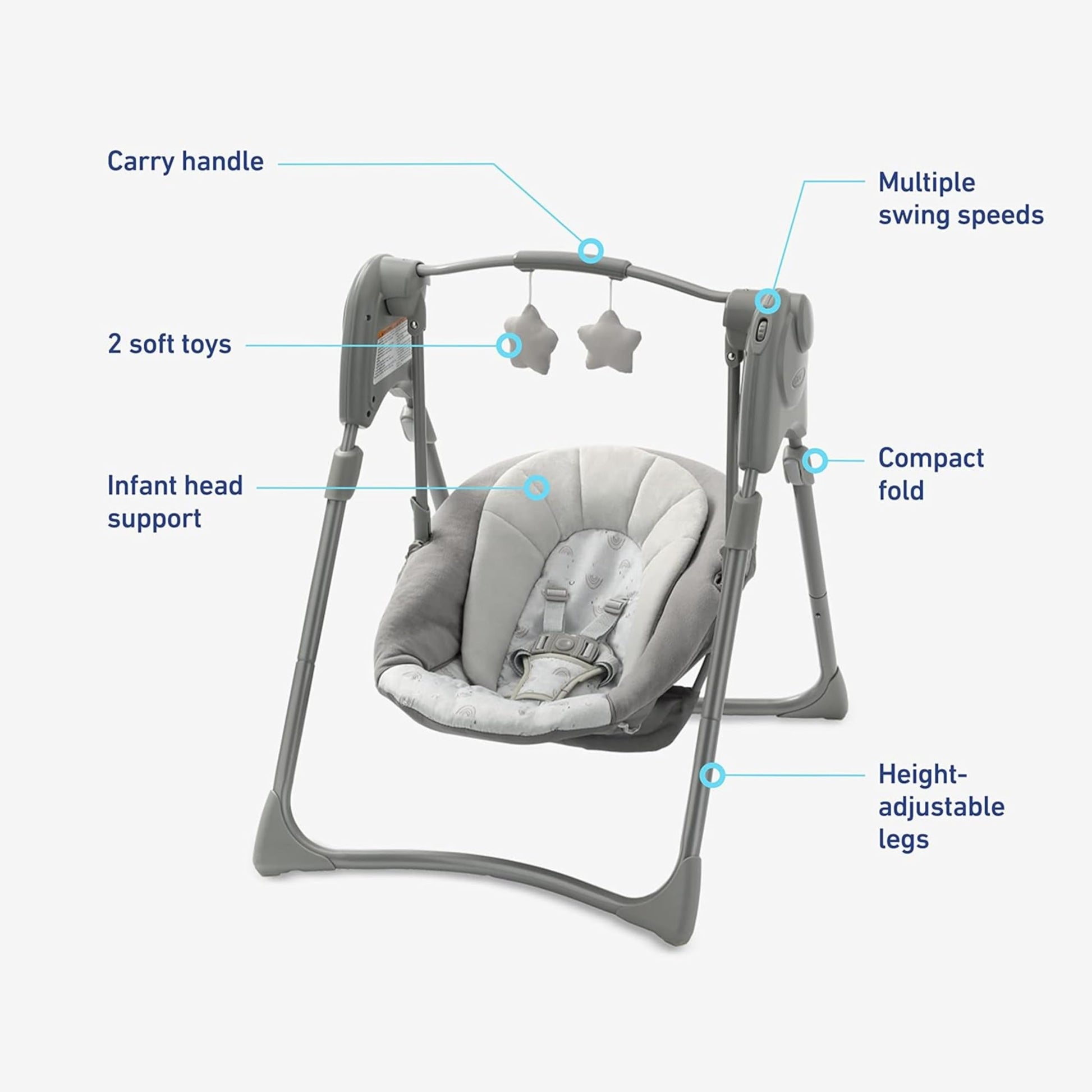 Graco® Slim Spaces™ Columpio Compacto para bebé, Reign
