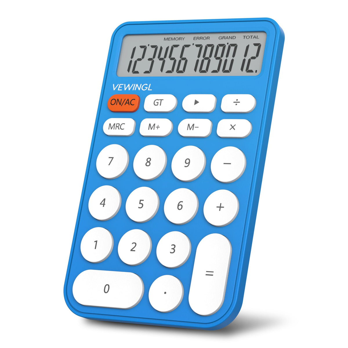 Calculadora estándar de 12 dígitos, visualización grande de computadora y botones, calculadora con visualización LCD grande para oficina, hogar y uso comercial, apagado automático (azul y blanco)
