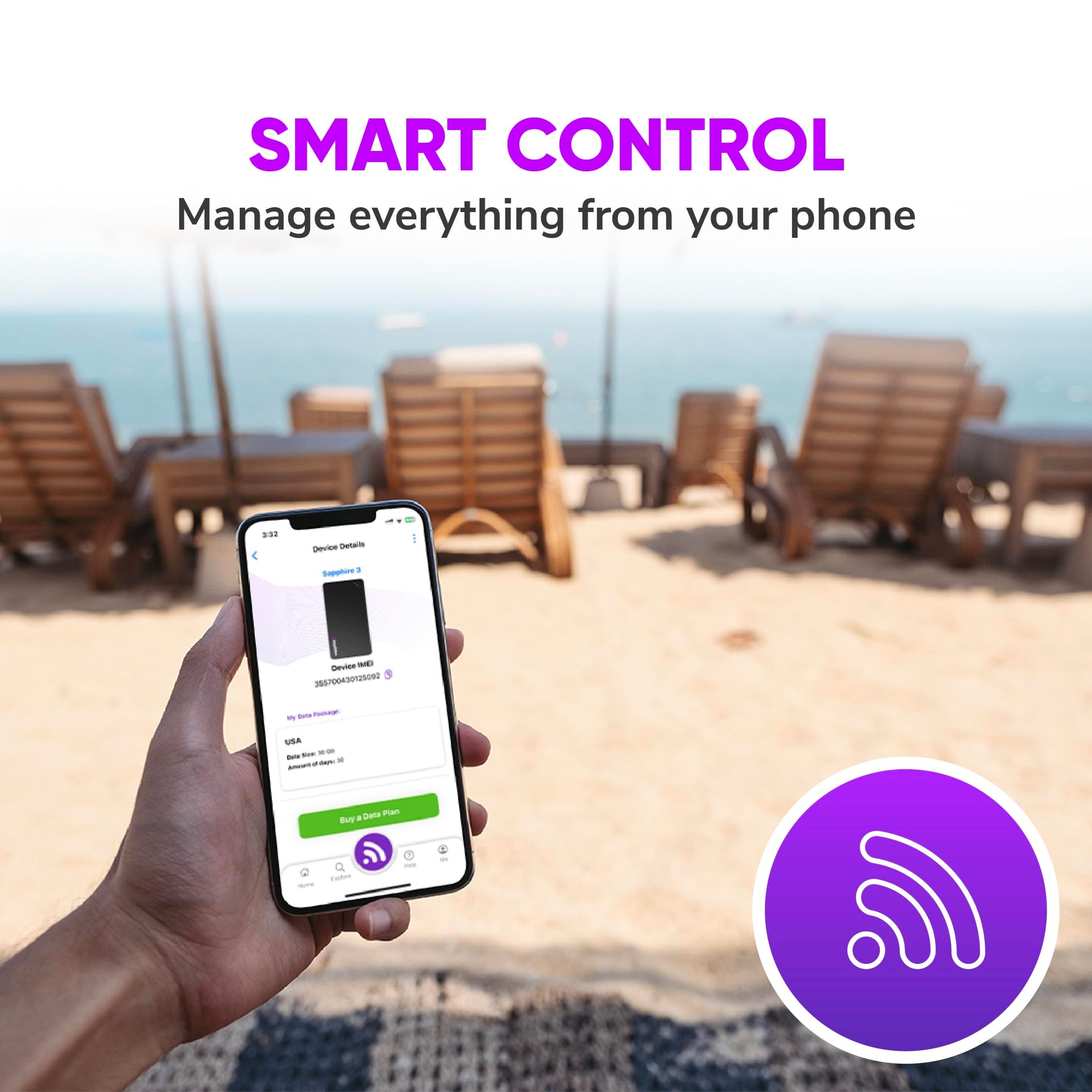 Hotspot Móvil Sapphire 3 Azul con Datos Globales Gratuitos y Batería de Larga Duración