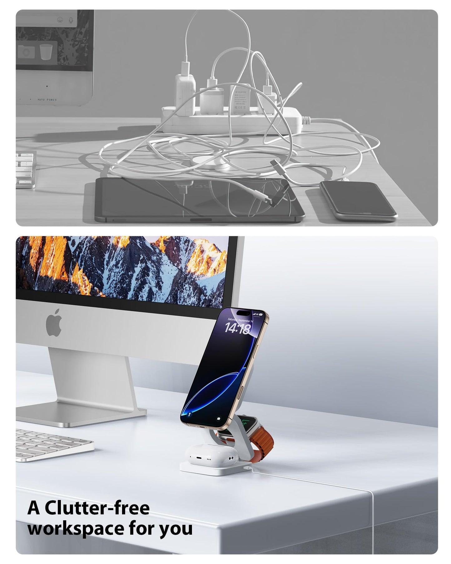 Estación de carga plegable 3 en 1 para dispositivos Apple, cargador inalámbrico magnético rápido KU XIU X55 de 15 W, soporte magnético para cargador de viaje para iPhone 16, 15, 14, 13, 12, 5 W, para