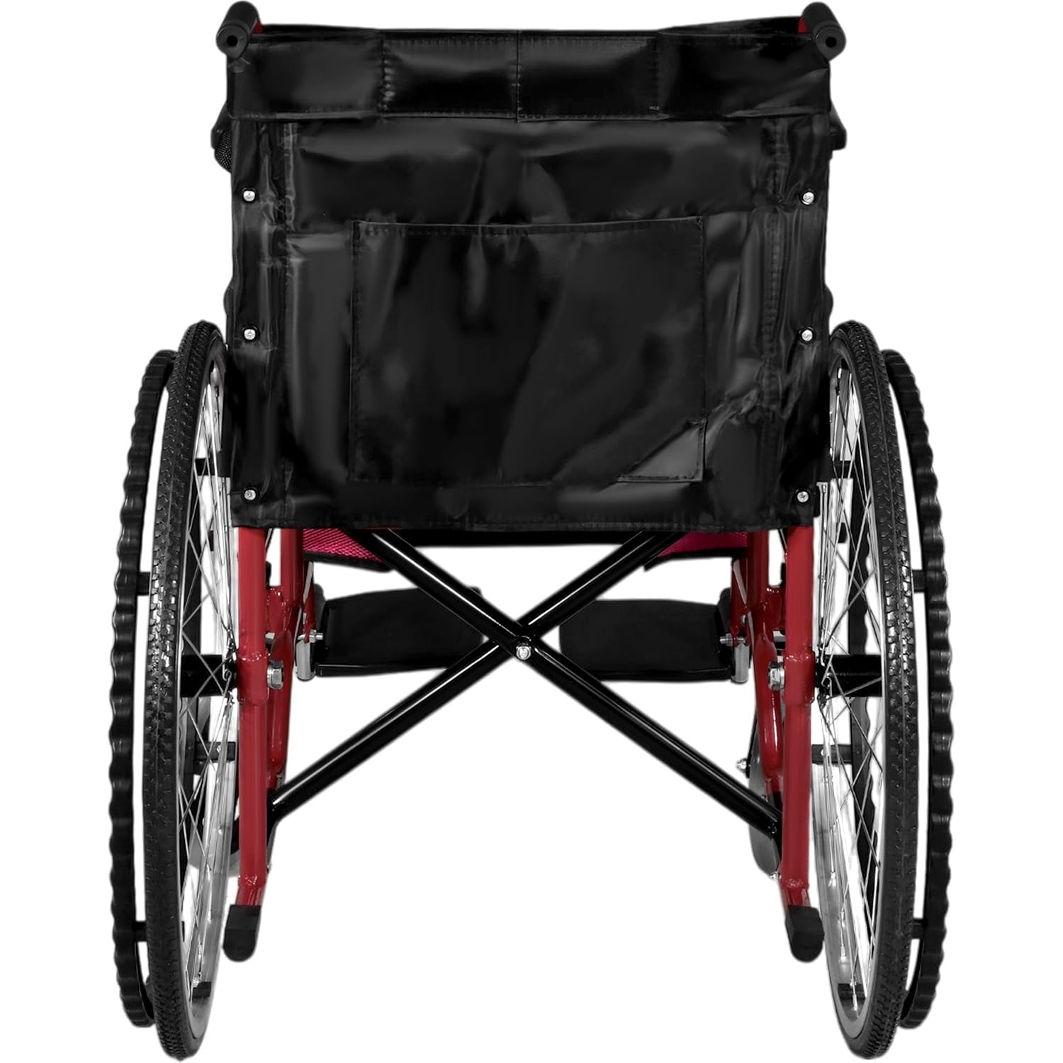 Silla de Ruedas NANOFORT Roja Aluminio Ligera Resistente para Adultos con Confort Máximo y Freno de Palanca