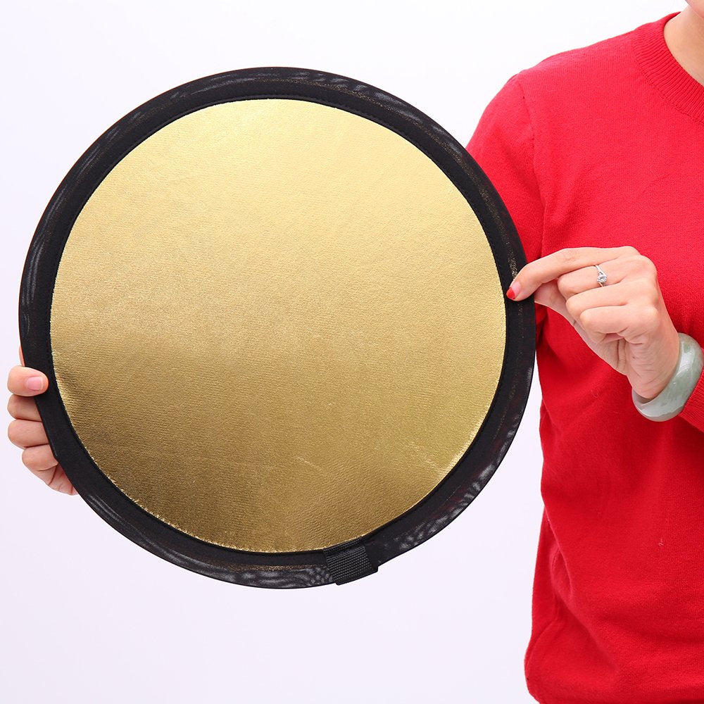Photography Reflector 12"/30cm 5-in-1 Collapsible Multi-Disc Light Reflectors with Bag - Translucent, Gold, Silver, Black and White