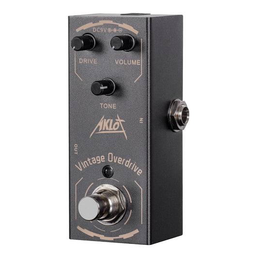 AKLOT - Pedal de sobremarcha clásico, pedal de efectos de guitarra eléctrica mini tipo único DC 9V True Bypass