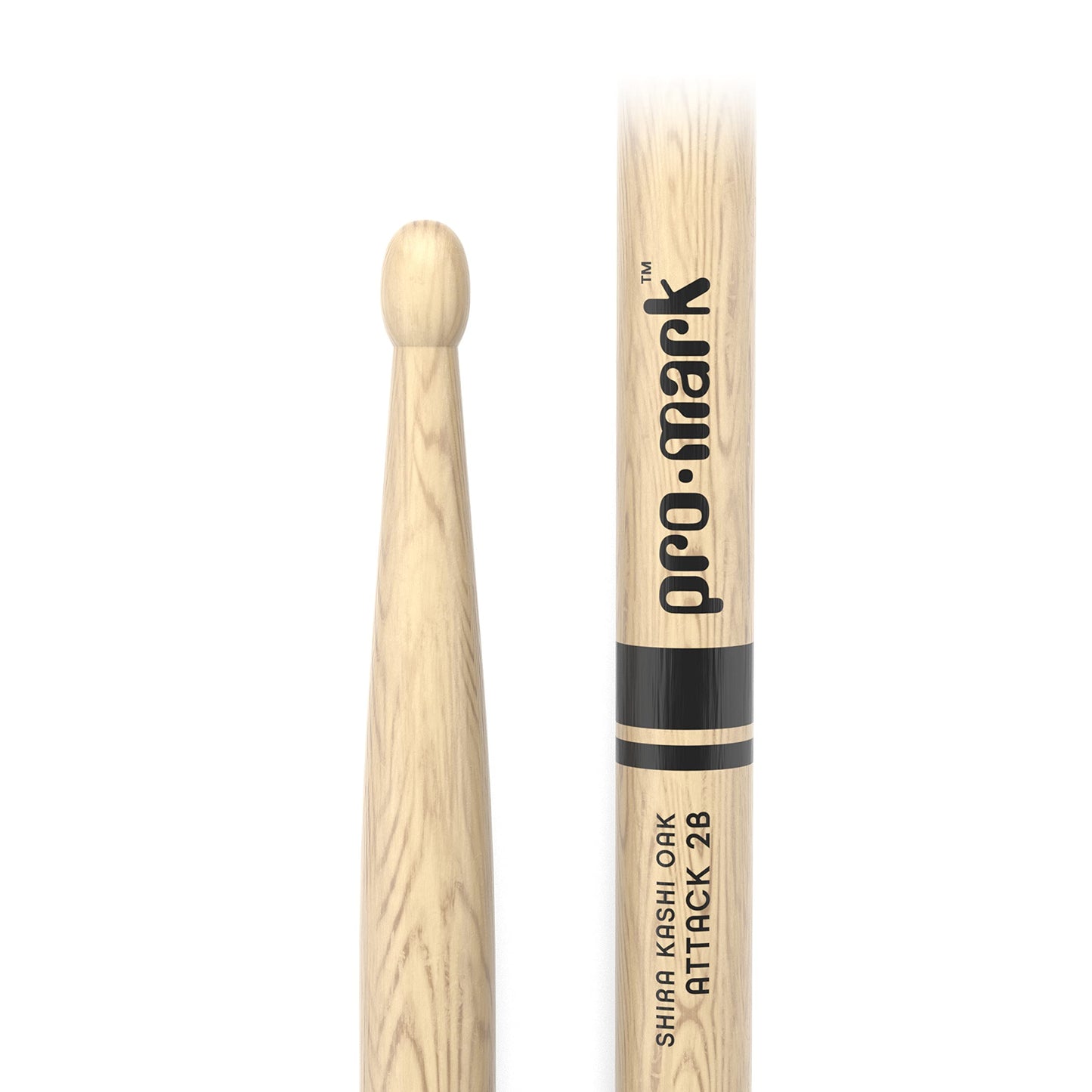 ProMark | Baquetas Classic Attack 2B Shira Kashi Roble, punta de madera ovalada, 1 par