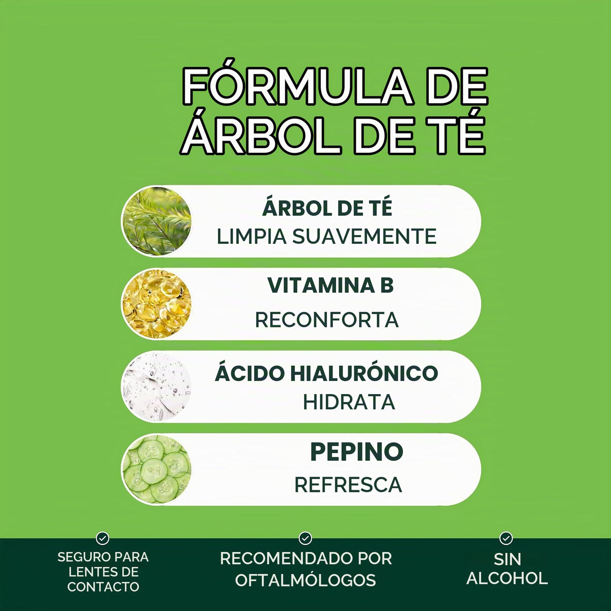 NOVEHA Gel Limpiador de Párpados de Árbol de Té - para Blefaritis, Mgd, y Ojo Seco Con Pro-Vitamina B5, Ácido Hialurónico, y Extracto de Pepino - Limpieza Suave, Alivia Picazón de Párpado y Ardor de O