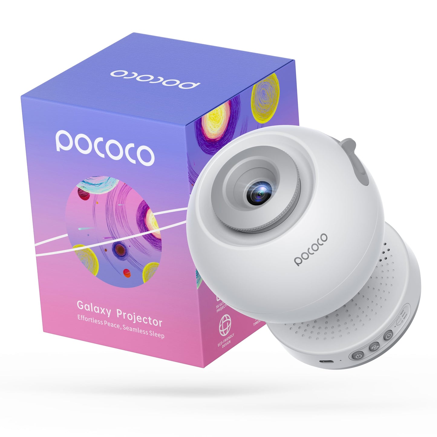 POCOCO Proyector Galaxy Star con lente de 2 m píxeles y discos 5 K, proyector de planetario para relajación, estudio y ayuda al sueño, incluye 2 películas, regalo ideal