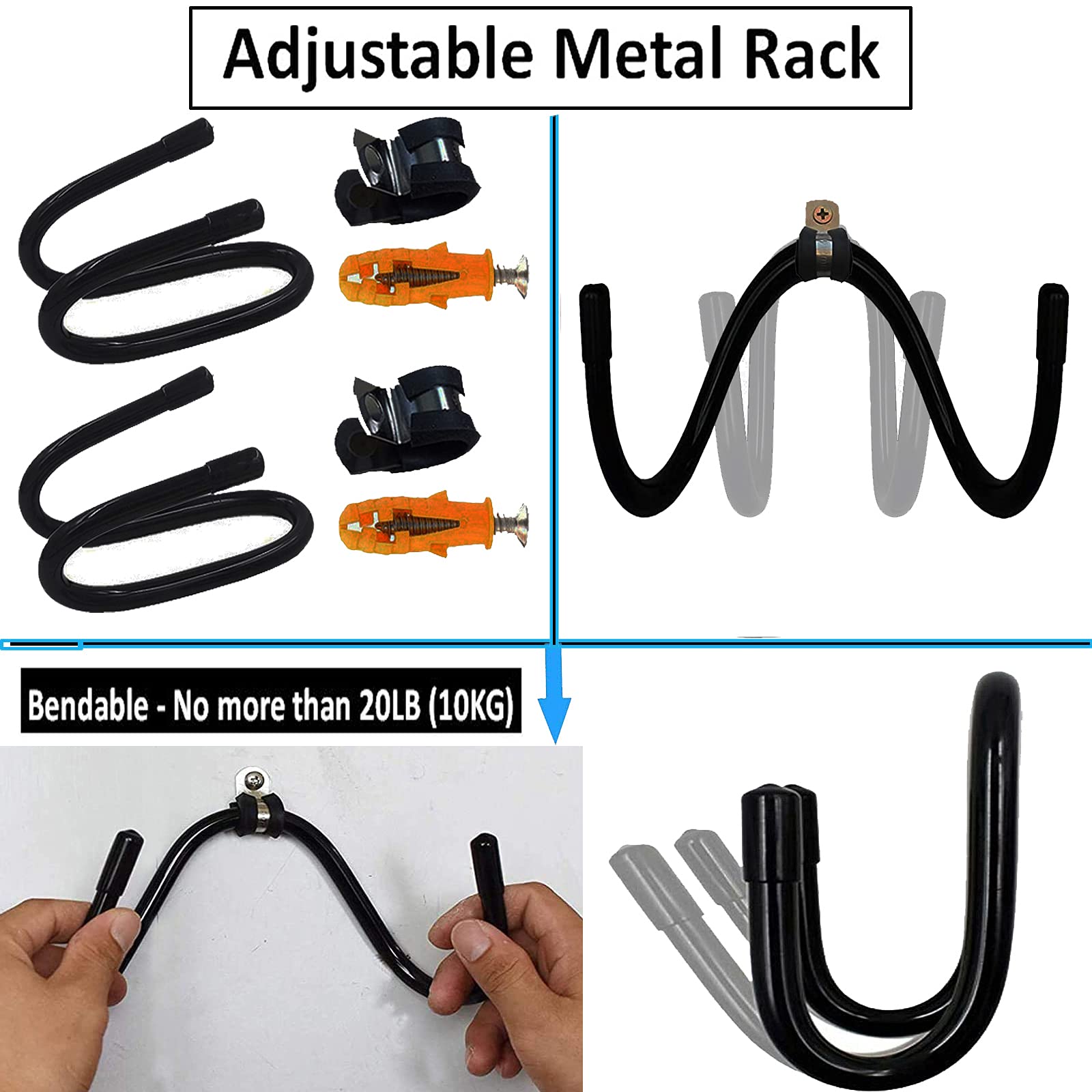 Gancho de pared ajustable flexible para colgar espadas, soporte universal para espada, daga, hacha, llave, visualización vertical/horizontal, lo suficientemente resistente, paquete de 2