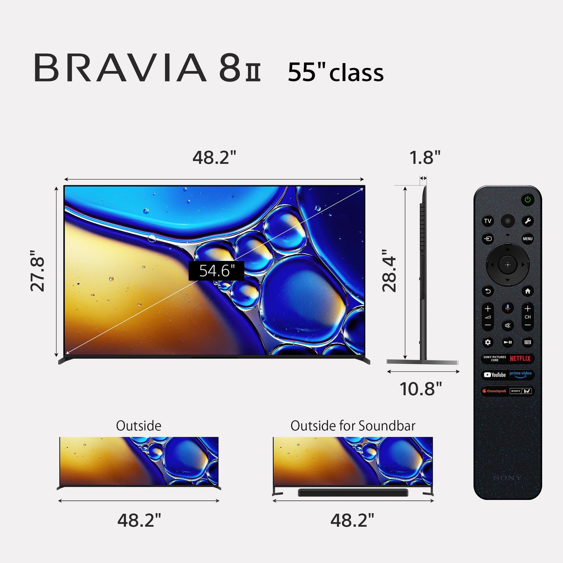 Sony BRAVIA 8 II Pantalla 55” QD-OLED con Procesador XR 4K Ultra HD Google TV (HDR) 2025