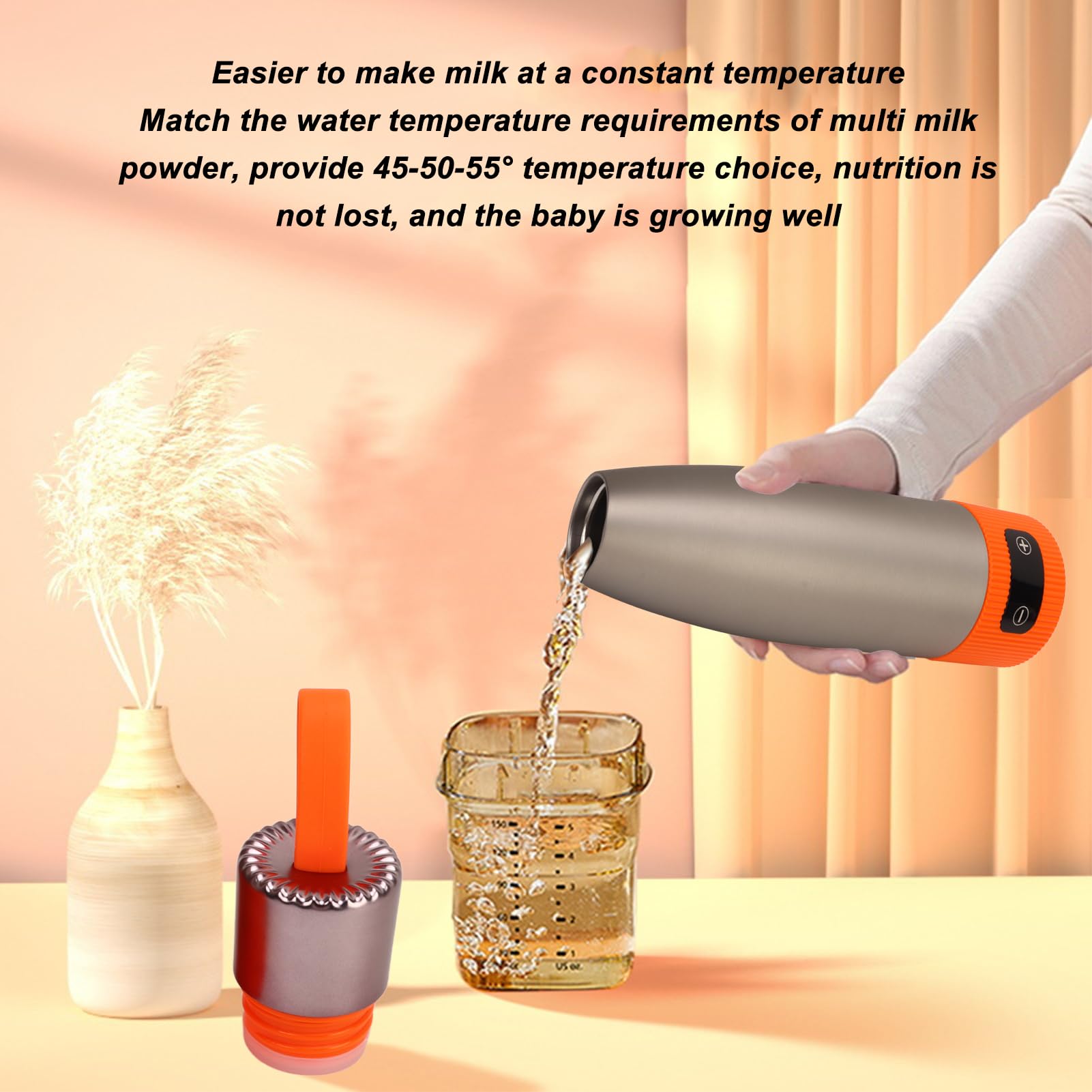 Calentador de Agua Portátil, 350ml Calentador de Biberón Portátil para Bebés, Calentador de Leche para Leche Materna o Fórmula, Viaje y Casa, Batería de 15000mAh de Potencia