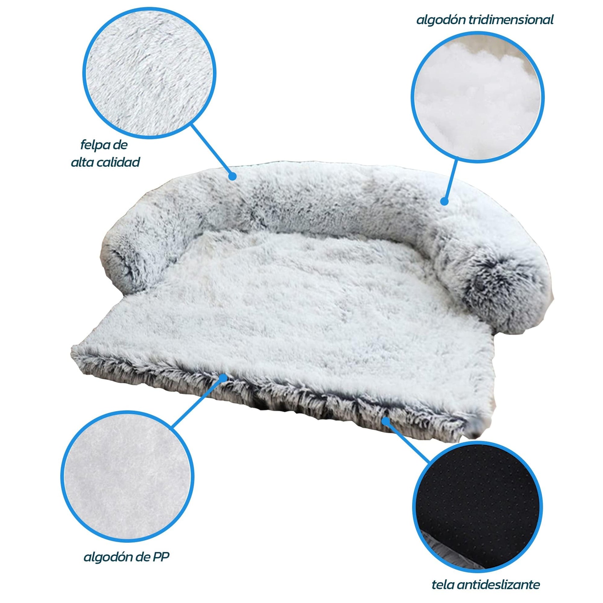 Bluelander Cama para Perro, Todo Tipo de Razas, Cama para Perros Suavecita, Fabricado con Algodón y Felpa de Calidad, Cama para Gato, Tapete para Sofa, Apto para Lavadora (Gris, Mediano)