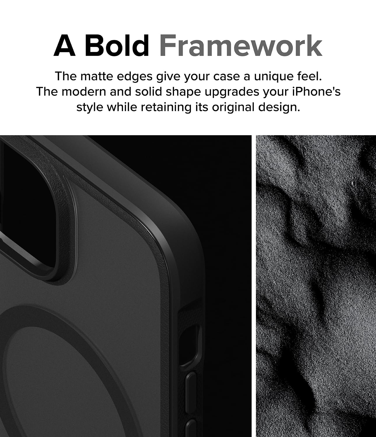 Funda Ringke Fusion Bold Matte Black de TPU Absorbente de Impactos y Respaldo Translúcido Compatible con MagSafe para iPhone 15