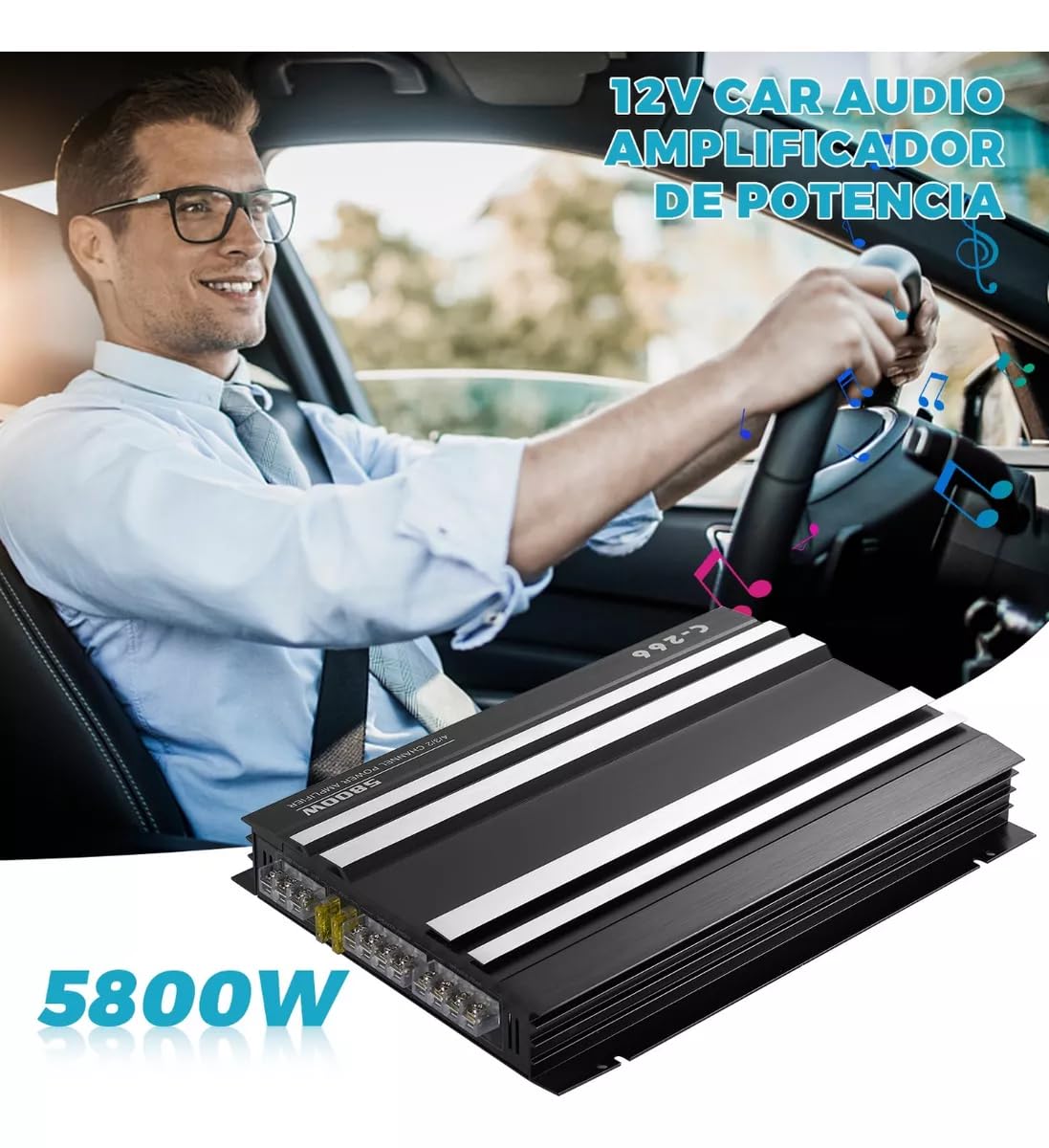 Amplificador de Poder D 5800w Audio 4 Canales para Auto