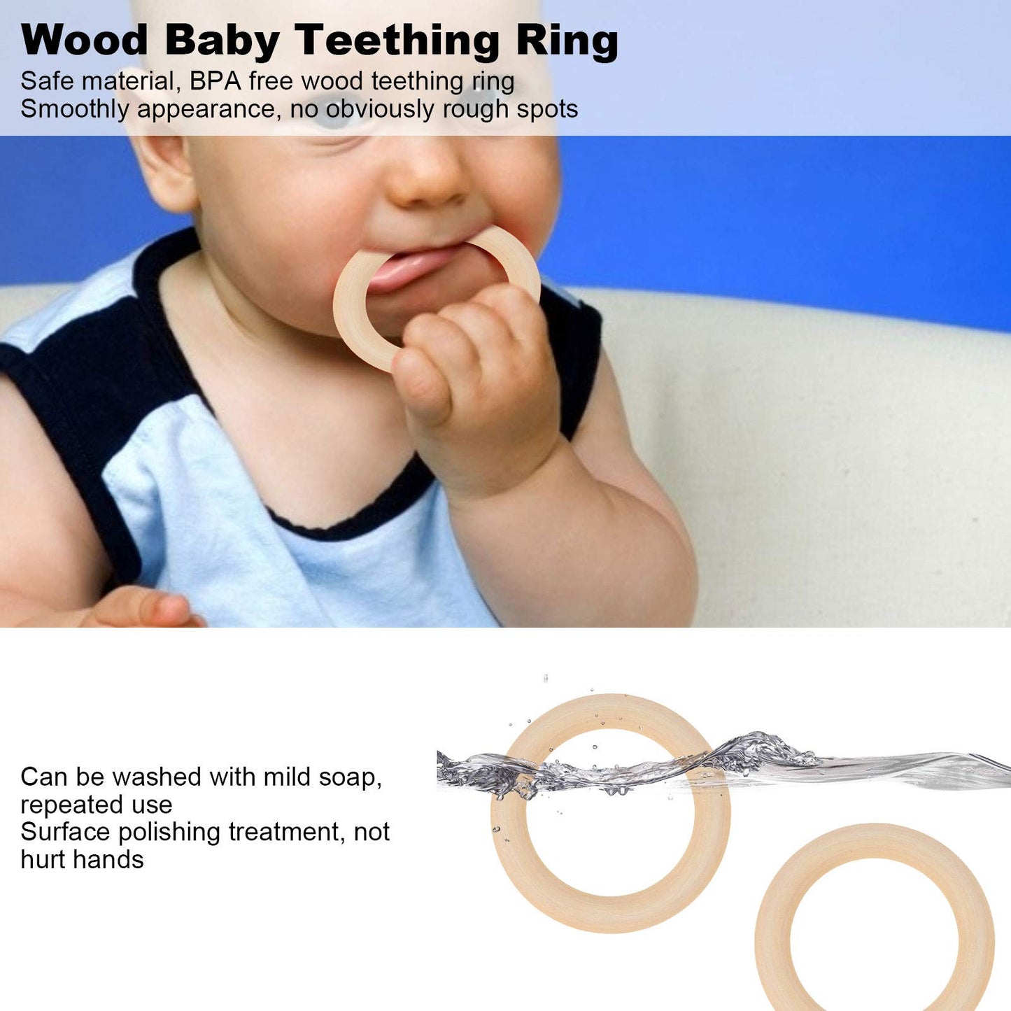 Aro de dentición para bebés, material de de calidad alimentaria Aro de dentición de , no tóxico ni peligroso para el supermercado de bebés(65mm)