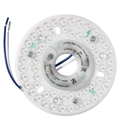 Ledytech - Kit de reequipamiento de luz LED para ventilador de techo, luz empotrada, panel de repuesto para ventilador de techo, PCB, 2200 lúmenes, 120 V, 18 W (3CCT)
