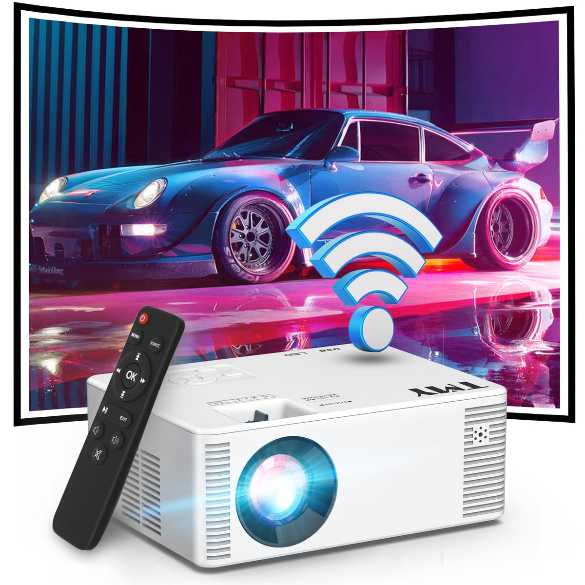 Mini Proyector Portátil TMY Beige Mejorado Full HD 1080P Compatible con Smartphone y TV Stick