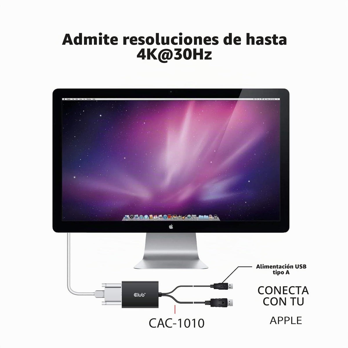 Adaptador Activo DVI-D CAC-1010 Club 3D Blanco Alimentado por USB A resolución 2560x1600 Compatible con HDCP