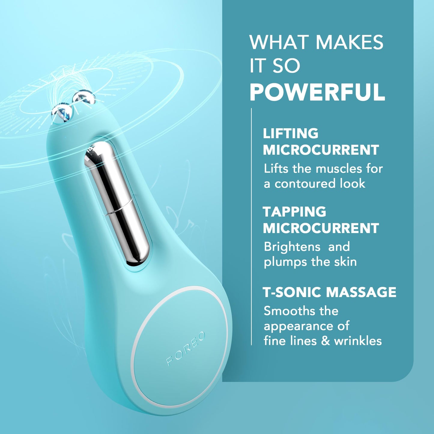 FOREO Set A Wink 'n' a Smile - BEAR 2 Eyes & Lips masajeador facial con radiofrecuencia - microcorrientes facial + 3x3,5 ml Sérum SUPERCHARGED Eye & Lip Contour Booster - Contorno de ojos - Artic Blue