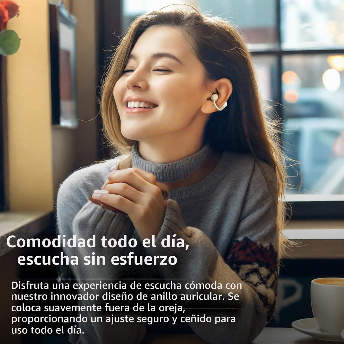 Auriculares Inalámbricos TOZO Negro con Clip de Oído y Visualización Digital Inteligente 40H Play Bluetooth 5.4 para Mujer