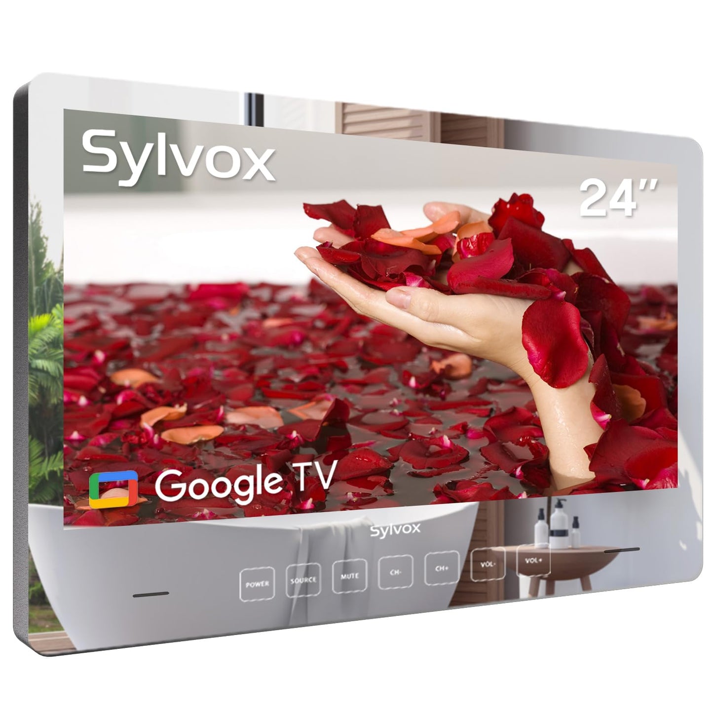 Espejo Mágico de Baño SYLVOX LED 1080P Resistente al Agua Montaje en Pared 24 Pulgadas 500NITS Doble Frontal