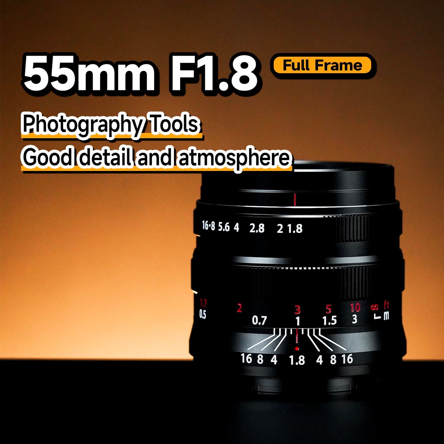 brightin star 55 mm F1.8 Lente de cámara sin Espejo de Enfoque Manual de Gran Apertura de Marco Completo, Apto para Canon RF-Mount EOS-R, EOS-R5, EOS-R6, EOS-R3, EOS-RP