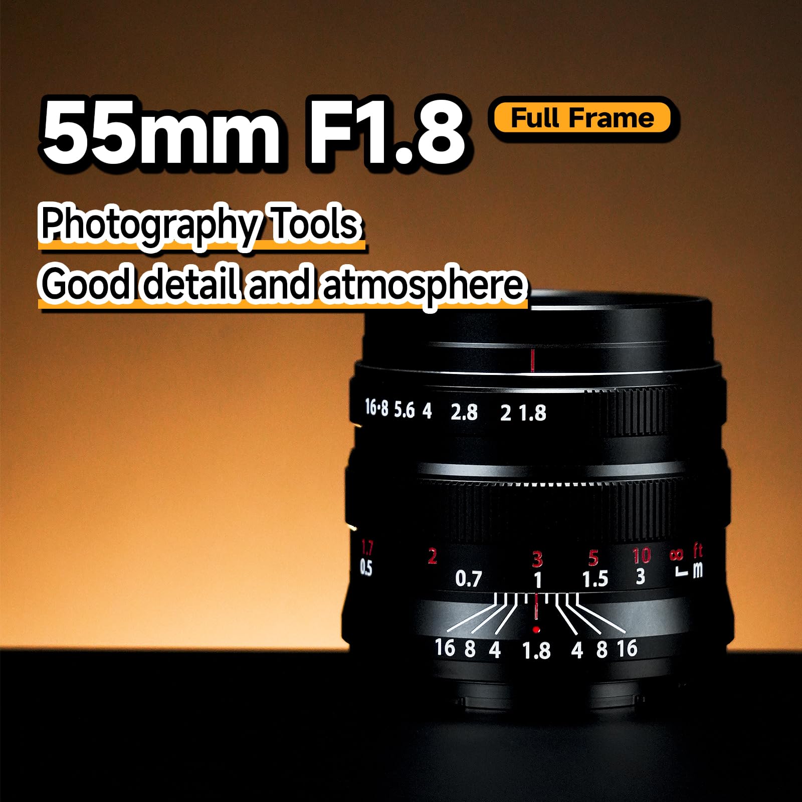 brightin star 55 mm F1.8 Lente de cámara sin Espejo de Enfoque Manual de Gran Apertura de Marco Completo, Apto para Canon RF-Mount EOS-R, EOS-R5, EOS-R6, EOS-R3, EOS-RP