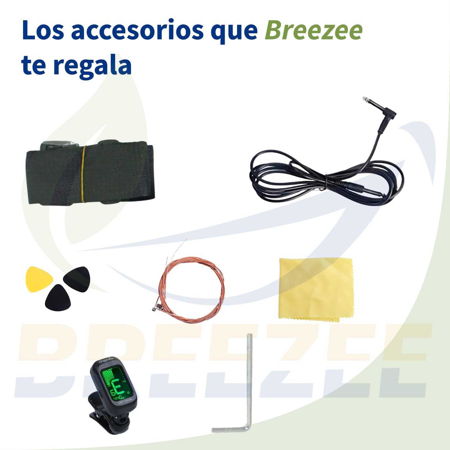 BREEZEE Guitarra Electroacústica de 41 Pulgadas con Cuerdas de Metal, Ecualizador de 4 Bandas, Incluye Funda, Afinador, Cuerdas Extra, Cable Auxiliar y Más, Guitarra Para Expertos Y Principiantes
