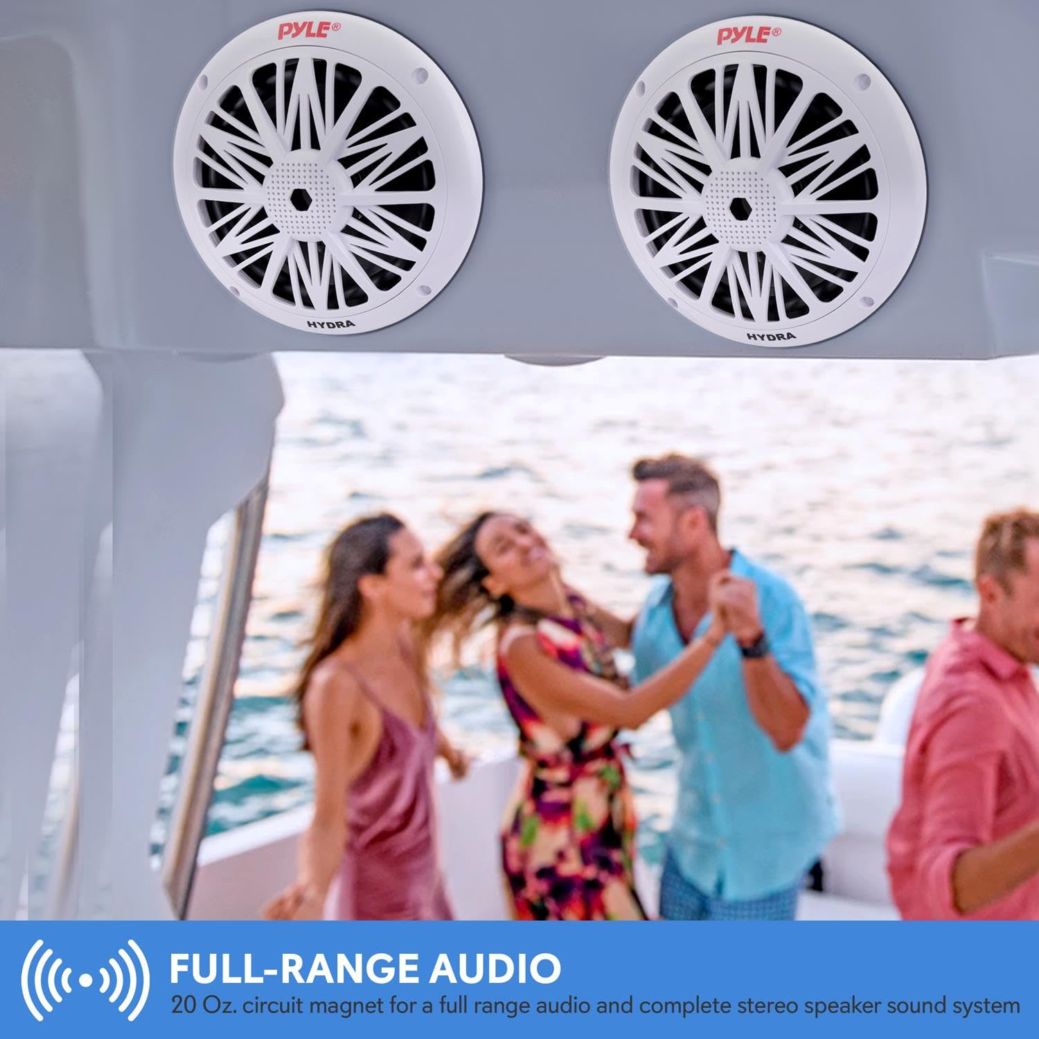 Pyle Bocinas Marinas 6.5 Pulgadas 200 Vatios, Altavoces para Exteriores, Impermeables y Resistentes, Cono Policarbonato, Borde de Goma Butílica, 1 Par